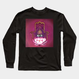 Hand of Fatima - Hamsa hand with om all seeing eye Long Sleeve T-Shirt